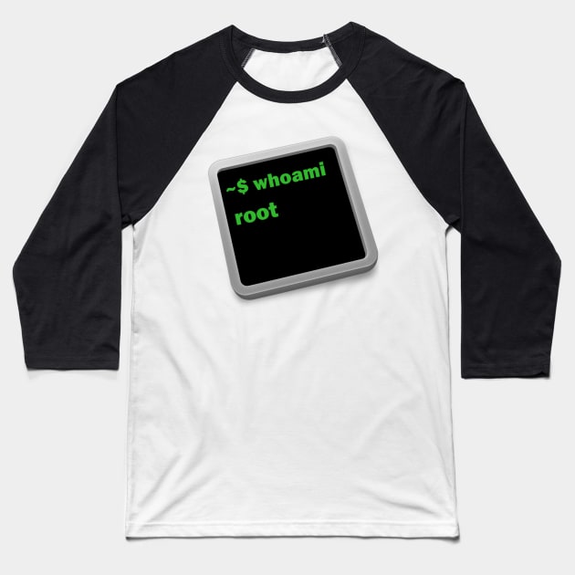 Bash Box Terminal - whoami: root Baseball T-Shirt by Cyber Club Tees